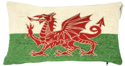 Elgate Wales Dragon Chenille Cushion | Soft and Plushy Sofa Cushions with Inner Pad | Decorative Welsh Throw Pillow for Couch, Bed, or Chair | Easy to Clean, Durable, and Stylish
