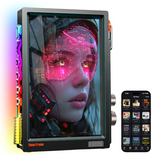 Divoom Times Frame 10.1 Transparent WiFi Digital Photo Frame, 64GB Smart Desk Display with App Custom Pixel Art, 1280x800 Screen, RGB, 400+ Clock Faces, Photo Video Sharing, Desk Decor Gift - Black