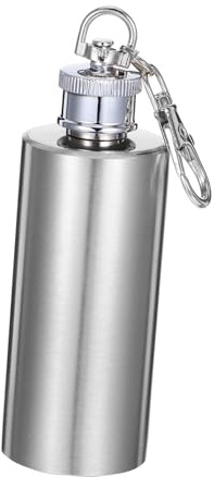 Gatuida Schlüsselanhänger Flachmann Edelstahl 2 Unzen Tragbare Kleiner Trinkflasche Outdoor Abenteuer Zylindrisch Mit Anhänger