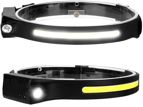 Eaxus Stirnflex Pro | LED Stirnlampe mit COB Weitwinkel & Handsensor | USB wiederaufladbare Kopflampe für Camping, Angeln, Joggen & Outdoor | 5 Lichtmodi
