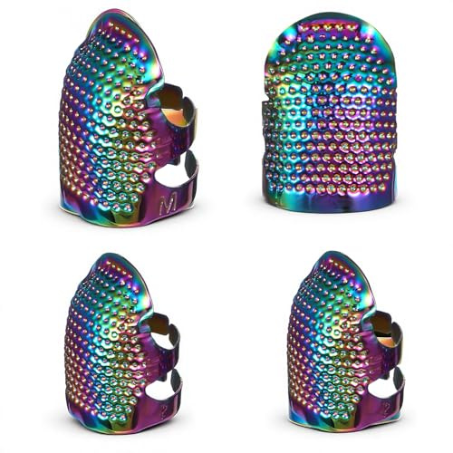 4 Stück Fingerhut Nähen Verstellbarer Metall Fingerhüte mit Fingerkuppenschutz Fingerspitzen-Protektor Set für Handstickerei Quilten Zubehör Nähen Stricken Heimwerkerwerkzeuge, Gold(Blenden)
