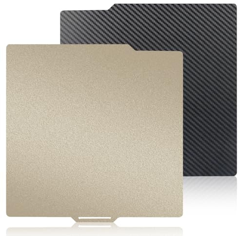 PEI (Gold) + PET (patrón de fibra de carbono) Placa de impresión para Bambulab P1S/P2S/X1C/P1P/X1/A1, Smooth PEI Spring Steel Cama de Impresión para Bambulab Impresora 3D Plataformas con PLA, TPU