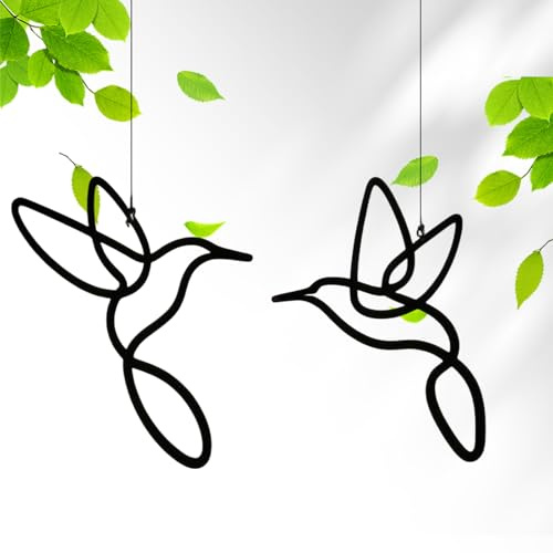 XSJIJKAG Fensterdeko hängend modern Metall, 2 Stück Vogel Schwarz 22cm, Deko Frühling für Ostern, Fenster Deko Hänger Skandi Stil, Wohnzimmer Hängedeko