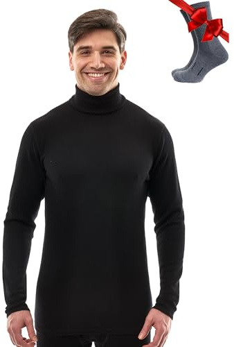 Merino.tech 100% Merino Rollkragenpullover Herren Alltag & Reise + Socken | Geruchshemmend, Atmungsaktive Merino Shirt Herren Langarm, Kratzfrei, Schnelltrocknend Merino Unterwäsche Herren