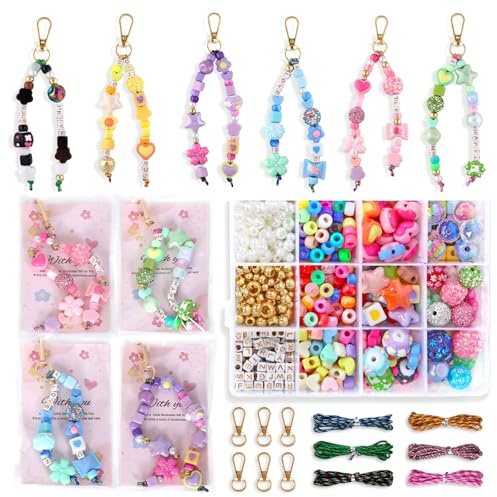 ASTNIC 884 Stück Schlüsselanhänger Selber Machen Kreativ Perlen Bastelset | Perlen für Schlüsselanhänger, Buchstabenperlen, Perlen zum Auffädeln, Keychain DIY für Taschenanhänger, Bastelset Erwachsene