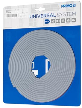 Primo Universaldichtung, Türen + Fenster 10 x 5 mm - 6m (Grau) | Selbstklebend, schützt vor Zugluft, Lärm & Staub, flexibel anpassbar, Montage ohne Werkzeug