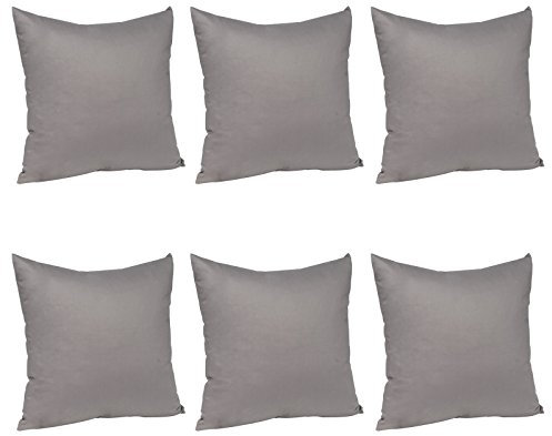 WOLTU® 6X Kissenbezug Kissenhülle 100% Baumwolle mit Reissverschluss, 6er Set Sofakissen Dekokissen Kopfkissen Hülle Bezüge Bezug, 30x30 cm, Dunkel Grau