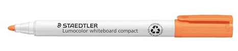 Staedtler Whiteboard Marker Lumocolor Whiteboard Compact, Universalspitze für Variable Strichbreiten (ca. 1 - 2 mm), Trocken und rückstandsfrei abwischbar, Set mit 10 Stück, Farbe orange, 341-4