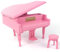 Sinzyo hölzerne klavierförmige Spieluhr mit kleinem Hocker, Weihnachten Valentinstag kreatives Geburtstagsgeschenk(Piano Farbe Rosa)