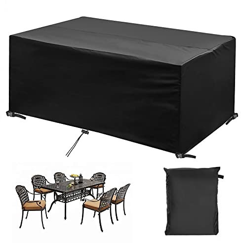 phixilin Gartenmöbel Abdeckung Schnappschnallen Wasserdicht Winddicht UV-Beständiges Anti-Schimmel Teleskopseil Abdeckplane Gartenmöbel Rechteckig 210D Oxford Stoff Gartenmöbel Schutzhülle 242*162*100