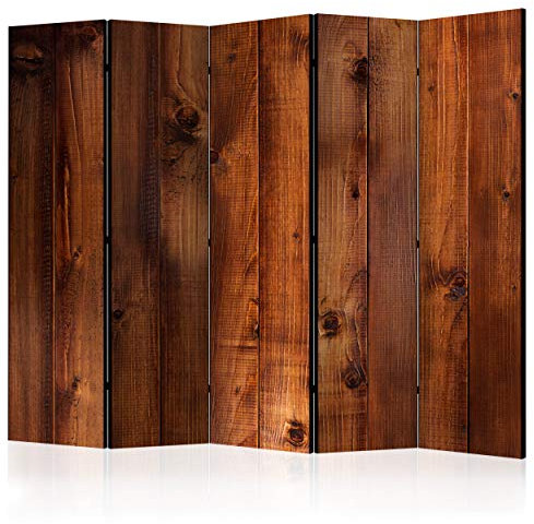 decomonkey Paravent Raumteiler Innen Holz Brett 225x172 cm 5 Teilig Beidseitig Room Divider Wall Raumteiler Stehend Trennwand Sichtschutz Spanische Wand Sichtschutzwand Wohnzimmer
