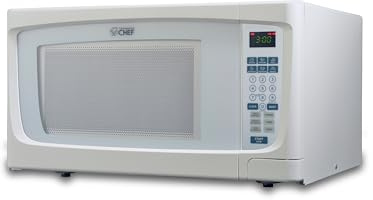 COMMERCIAL CHEF 1.6 Cubic Foot Microwave with 10 Power Levels, Small Microwave with Push Button, 1000 Watt Microwave with Digital Control Panels, Countertop Microwave with Timer, White
