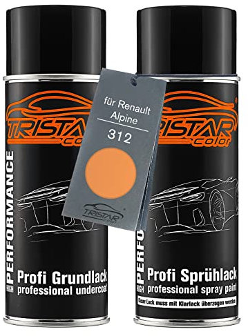 TRISTARcolor Peinture voiture Kit bombes de peinture pour Renault/Alpine 312 Orange Corail Peinture de fond peinture de base aérosol 400 ml