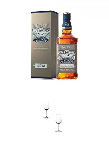 Jack Daniels LEGACY Edition No. 3 (graue GP) 0,7 Liter + Nosing Gläser Kelchglas Bugatti mit Eichstrich 2cl und 4cl - 2 Stück