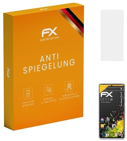 atFoliX Panzerfolie kompatibel mit Google Pixel 6 Schutzfolie, entspiegelnde und stoßdämpfende FX Folie (3X)