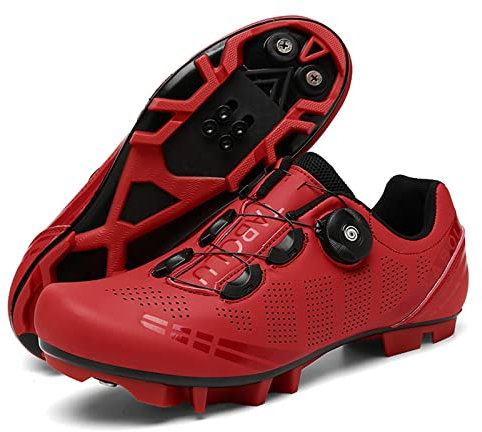 Uhclrr Herren MTB-Radschuhe Mountainbike-Schuhe Atmungsaktive Outdoor-Radschuhe Kompatibel Mit SPD-Stollen(36, Red)