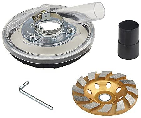 BGTXINGI Dust Shroud Kit Dry Grinding Dust Cover 100-150MM Adjustable Angle Grinder with 4 Inch Concrete Diamond Grinding Cup Wheel
