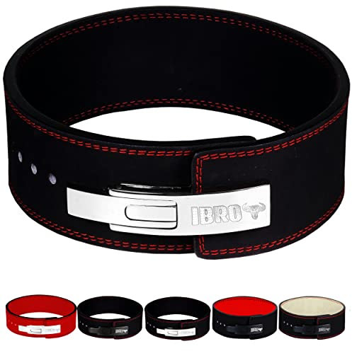 IBRO Powerlifting Lever Gym Belt - Power 10MM Extreme Heavy Duty Echtes Leder Gürtel - Kniebeugen Kreuzheben Bodybuilding Gewichtheben IPF Powerlifting Strongman für Männer Schwarz XXL