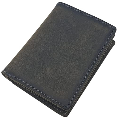 myledershop Kleine Büffel-Vollleder Geldbörse (Ohne Motiv/Vintage-Grau) | Geldbeutel, Portemonnaie, Geldtasche