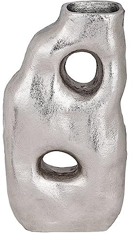 EGLO LIVING Metallvase Tadoussac, Elegante Deko Vase, organisch geformte Dekovase für Wohnzimmer, Blumenvase Handmade aus Metall in Nickel, Tischdeko 13,5 x 25 cm