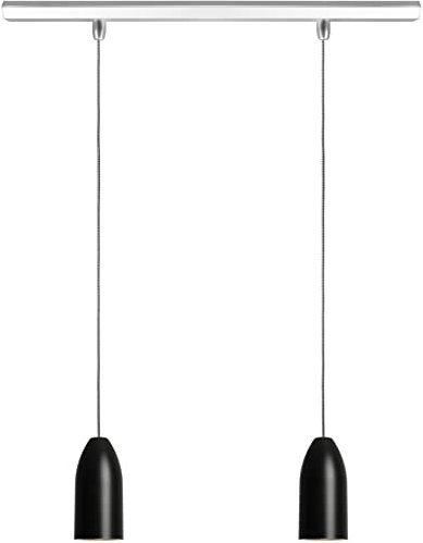 Buchenbusch urban design Hängelampe zwei flammig offene Küche Theke Tresen (33 Kabelfarben) Beton schwarz rund dimmbar energiesparend indirekte Beleuchtung edel black edition