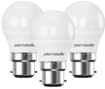 paul russells LED Golf Ball – Dimmable Bayonet Fitting Light, 5.5W 470 LM B22 G45 LED Bulbs, 40w Equivalent, 2700K Warm White, Dimmer BC Energy Saving Ceiling Lightbulbs, 3 Pack