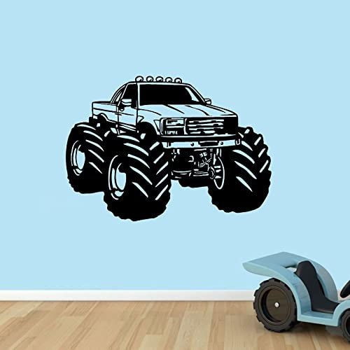 Monster Truck Vinyl Auto Wandapplikation Kinderzimmer Dekoration Möbel Garage Kunst Aufkleber Auto Club Mode Art Deco 81 cm x 57 cm