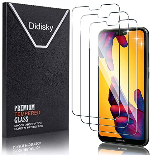 Didisky 3-Unidades Cristal Templado Protector de Pantalla para Huawei P20 Lite 5.84'' (no para Huawei P20 Pro,Huawei P20) 9H Dureza, Fácil de Instalar, Transparente