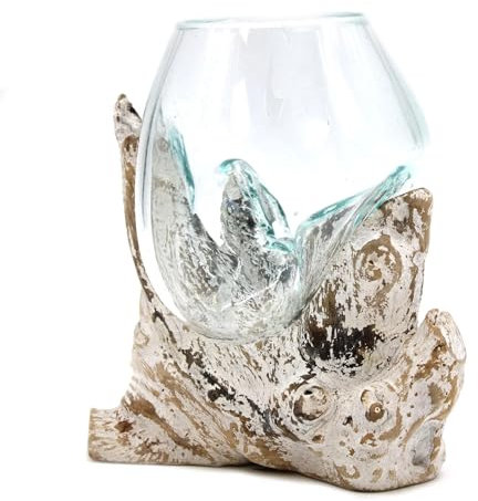 Ancient Wisdom Molten Glass on Whitewash Wood - Medium Bowl