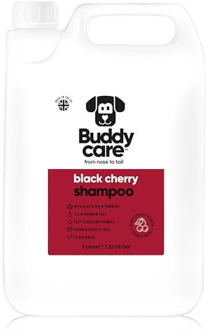 Buddycare Shampoo per cani | Shampoo pulizia profonda per cani | Con Aloe Vera e Pro Vitamina B5, Amarena, 5L