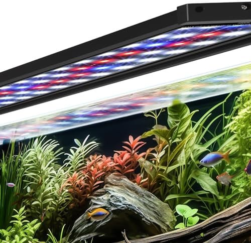 AQQA Aquarium Light, Full Spectrum Fish Tank Light for Plants with Timer Auto On/Off,Waterproof LED Aquarium Light with Extendable Brackets,5 Levels Adjustable Brightness,14 Colors