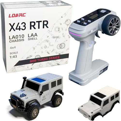 LDARC Mini RC Crawler 1:43 4WD All Terrain RC Rock Truck Ideal Für Raupenfahrzeug-Enthusiasten 2.4Ghz Maßstab Ferngesteuertes Auto Modell Kommt Mit DIY Weißer Karosserie(Grau)