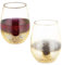 Relaxdays Weingläser ohne Stiel, 2er Set, Rotweinbecher, je 500 ml Fassungsvermögen, Wassergläser, Dessertgläser, gold