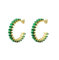 TOFBS Pendientes Aro Semicircular Cristal Esmeralda Brillante Chapado Oro Elegante Joyería Mujer Accesorios Lujo