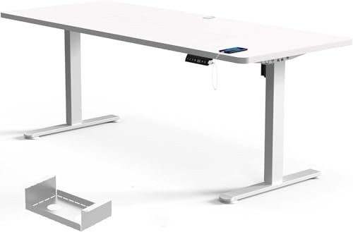 Flamaker Höhenverstellbarer Schreibtisch 200 x 80 cm, Schreibtisch Höhenverstellbar Elektrisch mit Memory Funktion, Computertisch mit Kabelmanagement, Standing Desk, Stehpult, Bürotisch, Weiß