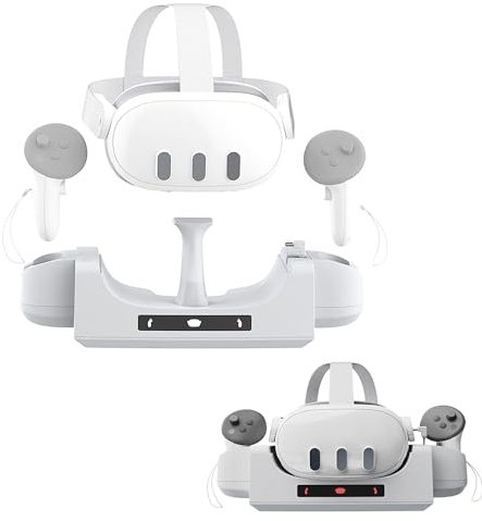NUHFUFA Aufladestation Kompatibel mit Quest 3, Wandmontierte Ladestation für Quest 3 Kopfhörer & Controller, Ladeständer mit Type-C Kabel VR Zubehör