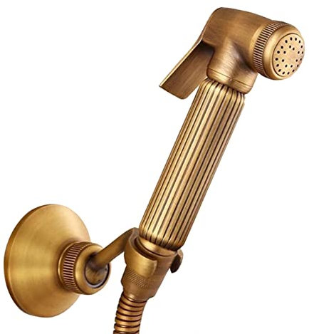 ICOBES Pulvérisateur de Bidet à Main for Chiffon de Toilette, kit de pulvérisateur de Couches, Accessoire de Douche de Bidet en Laiton avec Tuyau, pulvérisateur de Bidet à Main en Laiton Antique