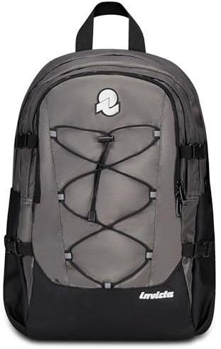 Invicta Zaino Ufficio Invict-Act Plus Plain, Grigio, Doppio Scomparto Con Tasca PC, Tasca Borraccia, Tasca Con Organizer, Cinghia Vita, Nastri Torace e Regolazione Volume, Zaino Lavoro Scuola Viaggio