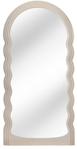 Riess Ambiente Design Wandspiegel Wave 160cm Greige Ganzkörperspiegel Standspiegel großer Spiegel für die Wand vertikal hängend