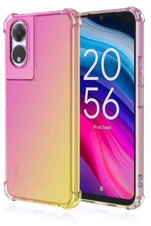 Topme Phone Case for TCL 505 (6.75 Inches), Soft TPU Silicone Transparent Color Gradient Mobile Phone Case - Pink Gold