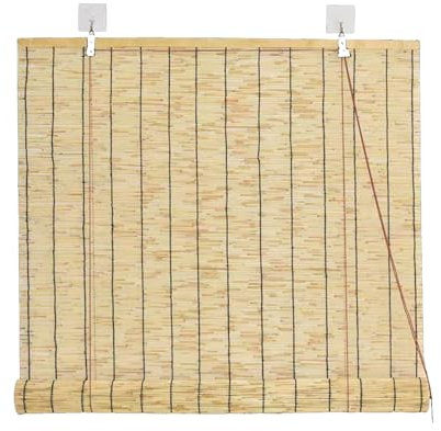 JQGADL Dekorativ Schilf Vorhänge Mit Heber,Rollo Breit Raffrollo Innen/außen,Rollo Jalousine Lichtfilter,für Hof,Pavillon,Büro, Dach,Wohnzimmer,Schlafzimmer,Hallentür,Konferenzraum(Size:200 * 200CM)