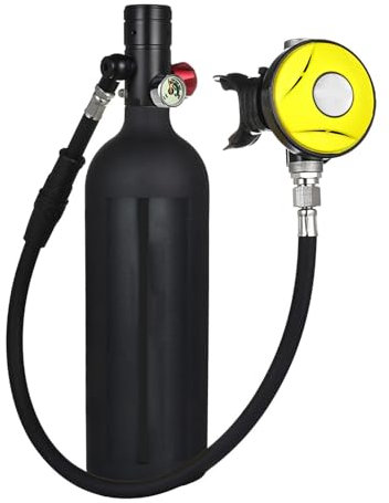 Qurygin Dispositivo de Equipo de Tanque de Buceo de 1 litro: Cilindro de Buceo, Buceo -ni Tank, Cilindro de oxígeno para Buceo subacuático, Tanque de Entrenamiento de respiración de Buceo, Sistemas