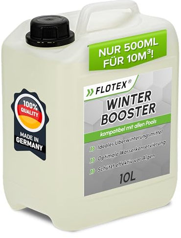 FLOTEX® - Effektiver Winter Booster 10L | Pool Wintermittel | Winterschutzmittel für Pools | Wintermittel für Pool | Pool Überwinterungsmittel Algizid | Einfache Winter Poolpflege