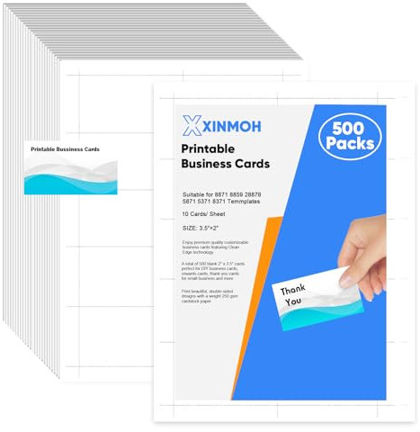 Thick Business Cards 500 Printable Business Card, 3.5 x 2 Business Card Paper Compatible with Laser & Inkjet Printer, Double-sided Printing, Heavyweight, Matte White Paper, (10 Cards/Sheet)