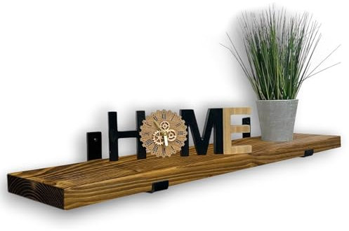 MKGT Rustic Wooden Shelf Handcrafted Wall-Mounted, Handmade Decorative Kitchen, Living Room Decor (Tudor Oak, 130 cm)