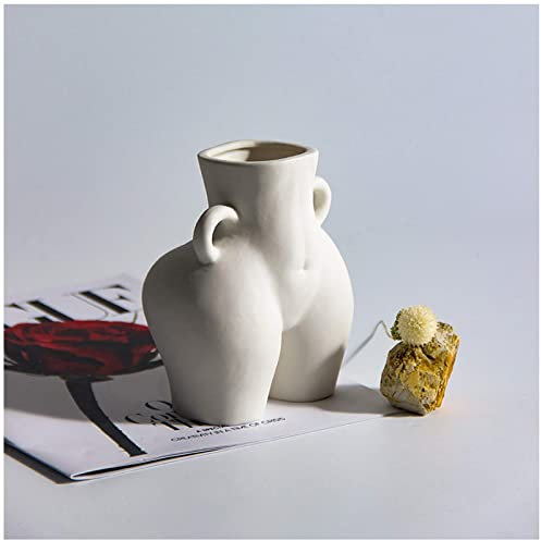 Romehaha Butt Vase - Moderne Keramikvase in Weiß, Skulpturale Frauenform (Hintern Design), Blumenvasen für Wohnzimmer, Deko-Akzente - Mattes Finish (Weiß)