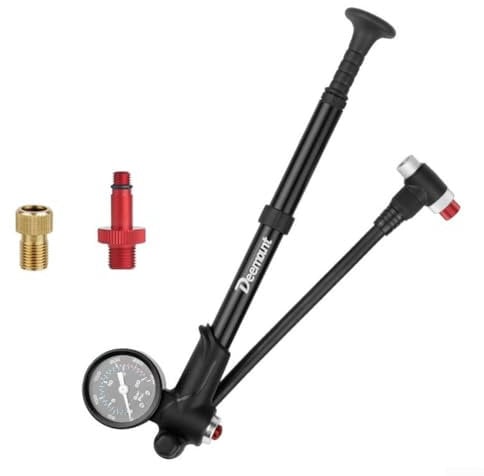 Vilgftyiet Bicycle Front Fork Pump 300PSI High-Pressure Mountain Bike Rear Shock Pump with Integrated Barometer Aluminum Alloy Construction Portable Cycling Accessory(02)