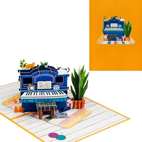 Pop Up Geburtstagskarte,3D Klavier Karte,Klavierkonzert Einladungskarte,Klavier Gedenkkarte,Graduierungskarte,Grußkarte für Klavierliebhaber