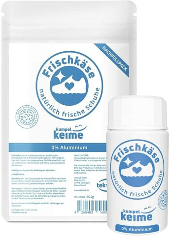 Frischkäse Schuhdeo Bundle - 2 Jahre Schluss mit antibakteriellem Schuhdeo Spray - Schutz vor Fußgeruch - Streuer und Nachfüllpack