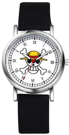 Avaner Uhren Damen Silikon Armband: Herrenuhr Damenuhr Cartoon Totenkopf Studentenuhr Silikonarmbanduhr mit Römischen Ziffern Analog Quarz Uhr als Geschenk für Frauen Männer Mädchen Jungen
